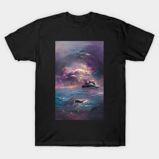 Ocean Glow Dolphin Dream Art T-Shirt